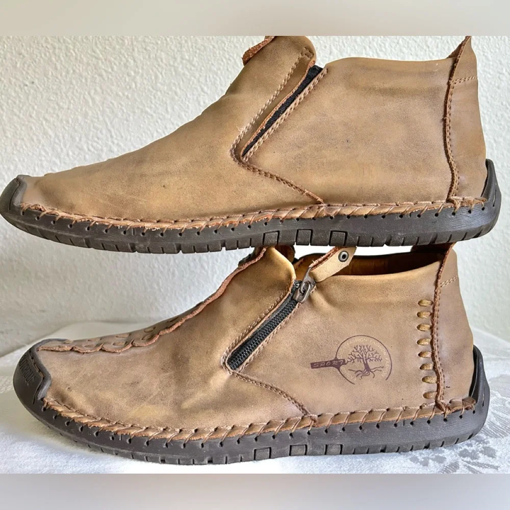 Chukka Boots Menico Sport Leather Slip On Stitched Driving Moccasin Size 10